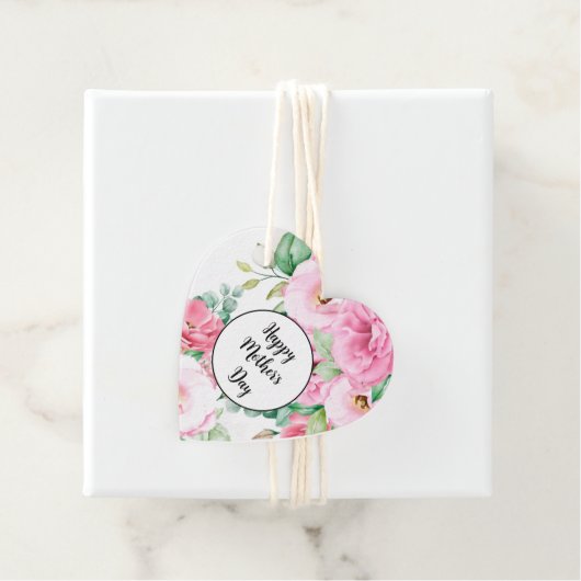 Cadeaubijslage Roze Bloemen Moederdag Bedankjes Labels (In situ)