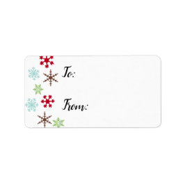 Cadeaubijslagers met sneeuwvlokken in retro kleure etiket