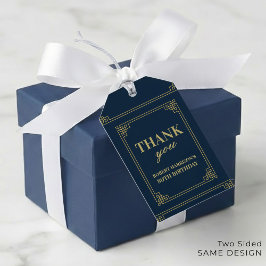 Cadeaubijslipjes Chic Navy Goud 80e Verjaardag Dan Cadeaulabel