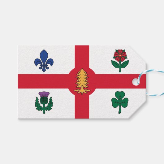 Cadeaubijsluiter met vlag van Montreal, Canada Cadeaulabel (Voorkant (Horizontaal))