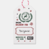 Cadeaubijsluiter van de Kerstman - Elfeninspectie Cadeaulabel (Achterkant)