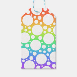 Cadeaubijsluiters met regenboog en polka dots cadeaulabel