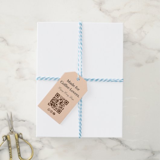 Cadeaublaadje met QR-code voor koffieliefhebbers Cadeaulabel (Met Touw)