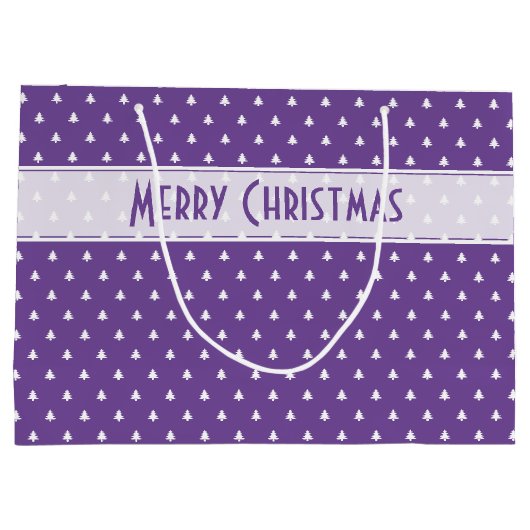 Cadeaublaadje naam: Prettig kerstfeest Paarse Boom Groot Cadeauzakje (Achterkant)