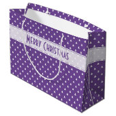 Cadeaublaadje naam: Prettig kerstfeest Paarse Boom Groot Cadeauzakje (Achterkant Gekanteld)