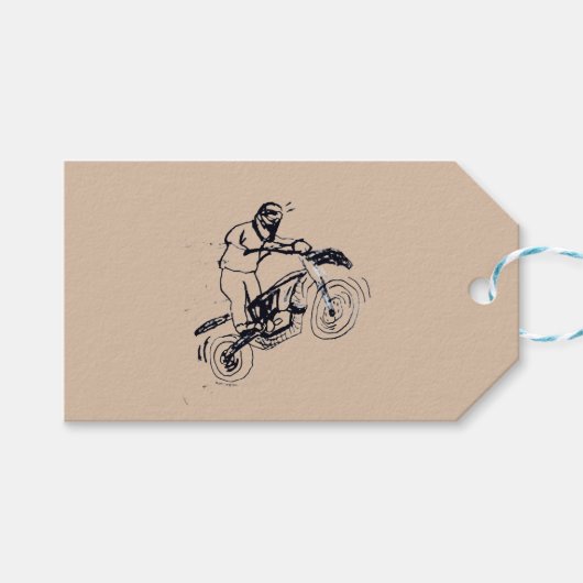 Cadeaublaadje voor kinderen met crossmotor cadeaulabel (Voorkant (Horizontaal))