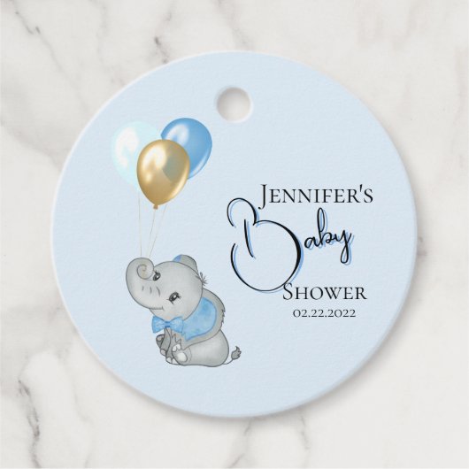 Cadeaublaadjes Blauwe Olifant Bedankjes Labels (Voorkant)