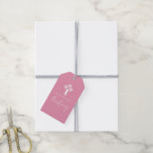 Cadeaublaadjes Bloemkruis Doop Roze Cadeaulabel (Met Touw)