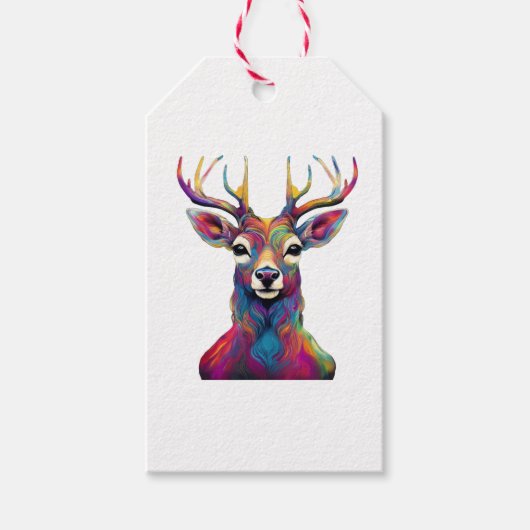 Cadeaublaadjes - De Kleurrijke Herten Cadeaulabel (Voorkant)