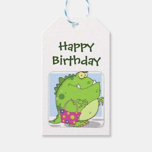 Cadeaublaadjes - Dino Blij Cadeaulabel (Voorkant)