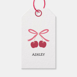 Cadeaublaadjes | Illustratie van zoete kers met li Cadeaulabel