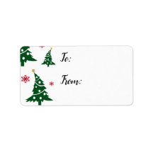 Cadeaublaadjes met dansende groene kerstbomen
