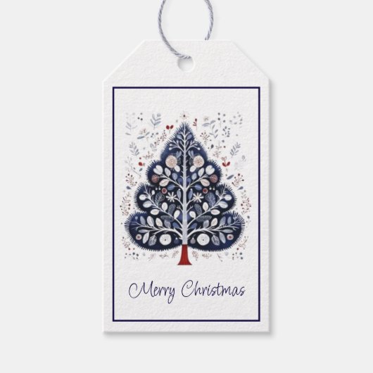 Cadeaublaadjes - Scandinavische Kerstboom Cadeaulabel (Voorkant)