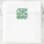 Cadeaublad, plant, palm, groen, natuurlijke achter vierkante sticker (Tas)