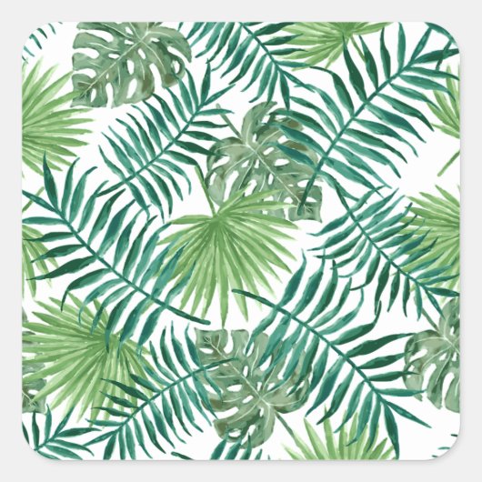 Cadeaublad, plant, palm, groen, natuurlijke achter vierkante sticker (Voorkant)