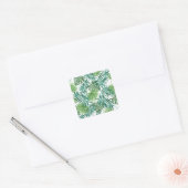 Cadeaublad, plant, palm, groen, natuurlijke achter vierkante sticker (Envelop)