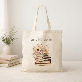 Cadeaubloemen voor leraren in een boekvorm tote bag