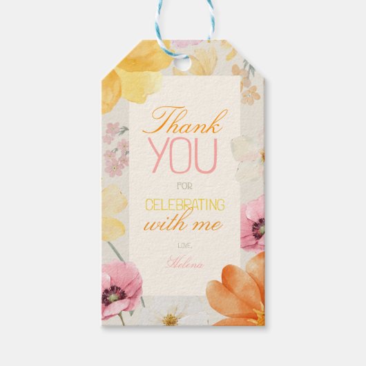 Cadeaubloemstuk Pastel Perzik Roze Geel Cadeaulabel (Voorkant)