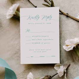 Cadeauboek blauw RSVP kalligrafie menu keuze kaart