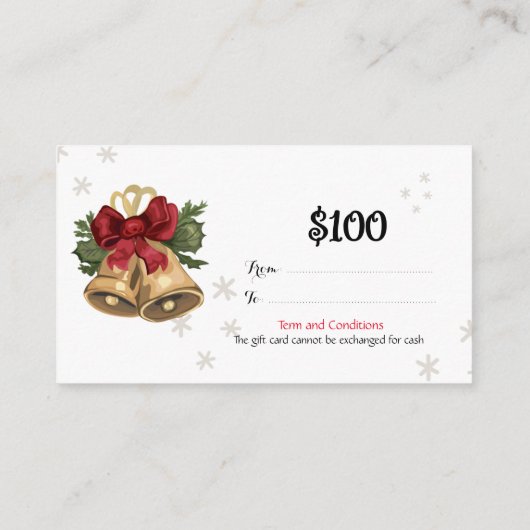 Cadeaubon $ 100 kerst visitekaartje (Achterkant)