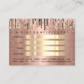 Cadeaubon 100 Peaces Roos Gold Drip Makeup Visitekaartje (Achterkant)