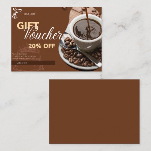Cadeaubon 20% korting voor coffeeshops contactkaartje (Voorkant / Achterkant)
