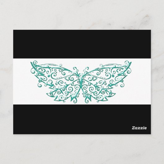 Cadeaubon 2 : Beauful Turquoise Butterfly Briefkaart (Achterkant)