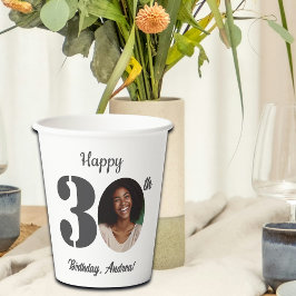 Cadeaubon 30e verjaardagsfeest foto papieren bekers