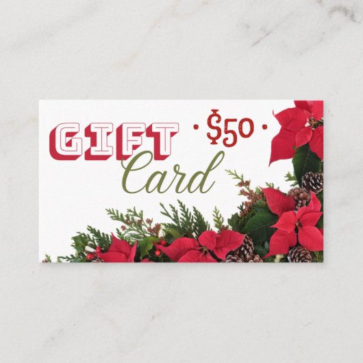 Cadeaubon $ 50 kerst visitekaartje (Voorkant)