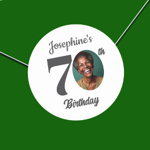 Cadeaubon 70e verjaardagsfeest foto ronde sticker
