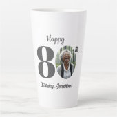 Cadeaubon 80e verjaardag foto latte mok (Voorkant)