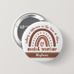 Cadeaubon Afstuderen voor speciale sociale werkers Ronde Button 5,7 Cm
