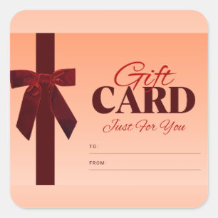 Cadeaubon Alleen Voor Jou - Perzik Boog Bedankkaar Vierkante Sticker