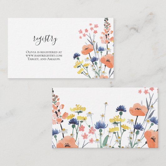 Cadeaubon Baby shower in Wilde bloem Informatiekaartje (Voorkant / Achterkant)