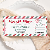 Cadeaubon Babysitten Kerst Ticket Kaart