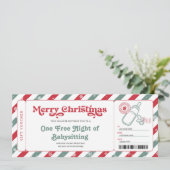 Cadeaubon Babysitten Kerst Ticket Kaart (Staand voorkant)