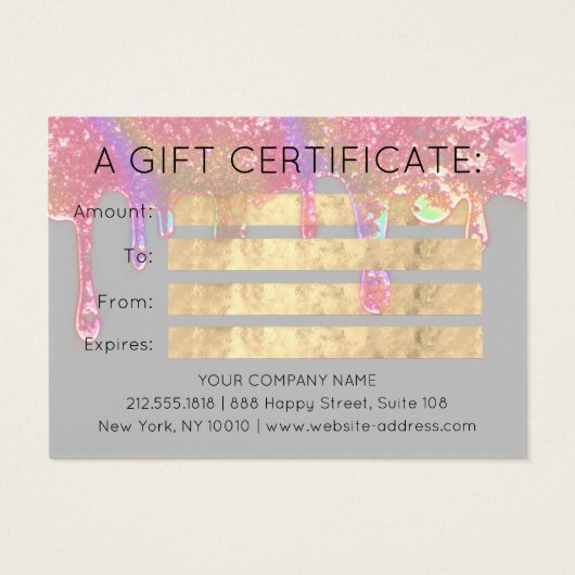 Cadeaubon Beauty Hair Makeup Drip Holograaf Visitekaartje (Achterkant)