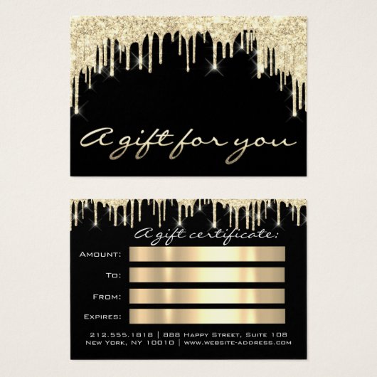 Cadeaubon Black Gold Eyelash Makeup Hair Visitekaartje (Voorkant /achterkant)