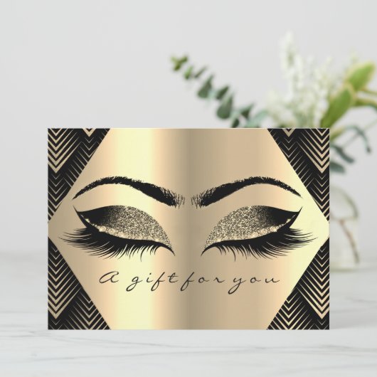 Cadeaubon Black Gold Lashes Makeup Art Deco (Staand voorkant)