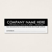 Cadeaubon (blanco bedrag) mini visitekaartjes (Achterkant)