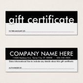 cadeaubon (blank bedrag) mini visitekaartjes (Voorkant /achterkant)