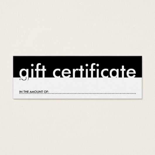 cadeaubon (blank bedrag) mini visitekaartjes (Voorkant)