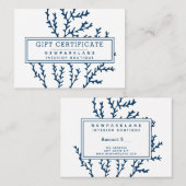 Cadeaubon Blue Seaweed Pattern-thema Visitekaartje (Voorkant / Achterkant)