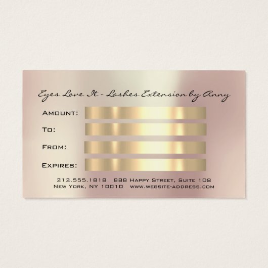 Cadeaubon Blush Lashes Extension Makeup Visitekaartje (Achterkant)