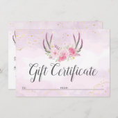 Cadeaubon Blush Pink Gold Antlers grafische Kaart (Voorkant / Achterkant)