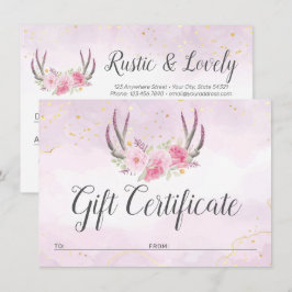 Cadeaubon Blush Pink Gold Antlers grafische Kaart