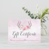 Cadeaubon Blush Pink Gold Antlers grafische Kaart (Staand voorkant)