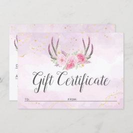 Cadeaubon Blush Pink Gold Antlers grafische Kaart