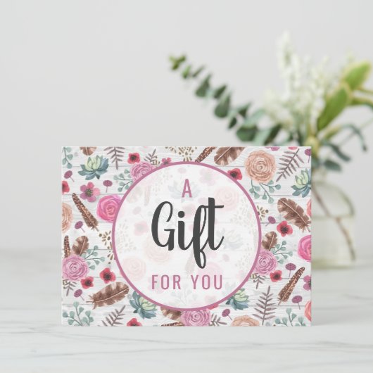 Cadeaubon Boho Chic Rustic Feather Arrow (Staand voorkant)