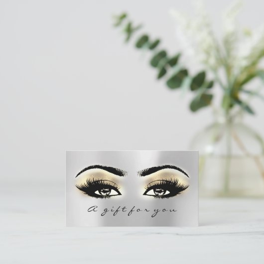 Cadeaubon Brows Silver Gold Lashes Makeup Kortingskaartje (Staand voorkant)